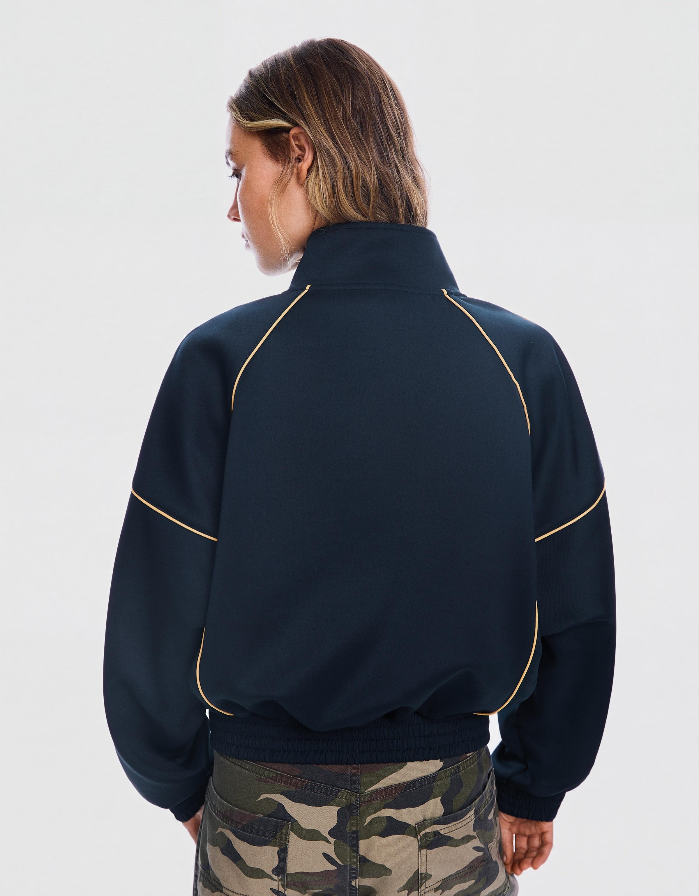 Contrast high neck jacket — Navy