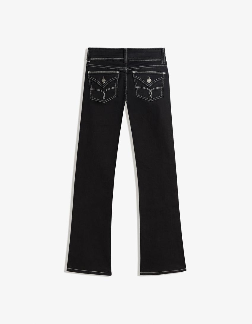 Jeans bootcut flaps-Gris