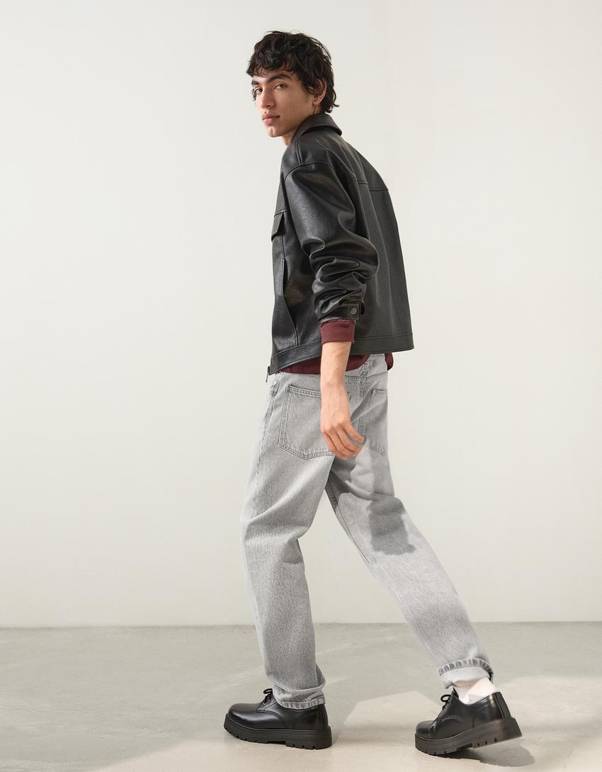 Straight fit jeans-Grijs