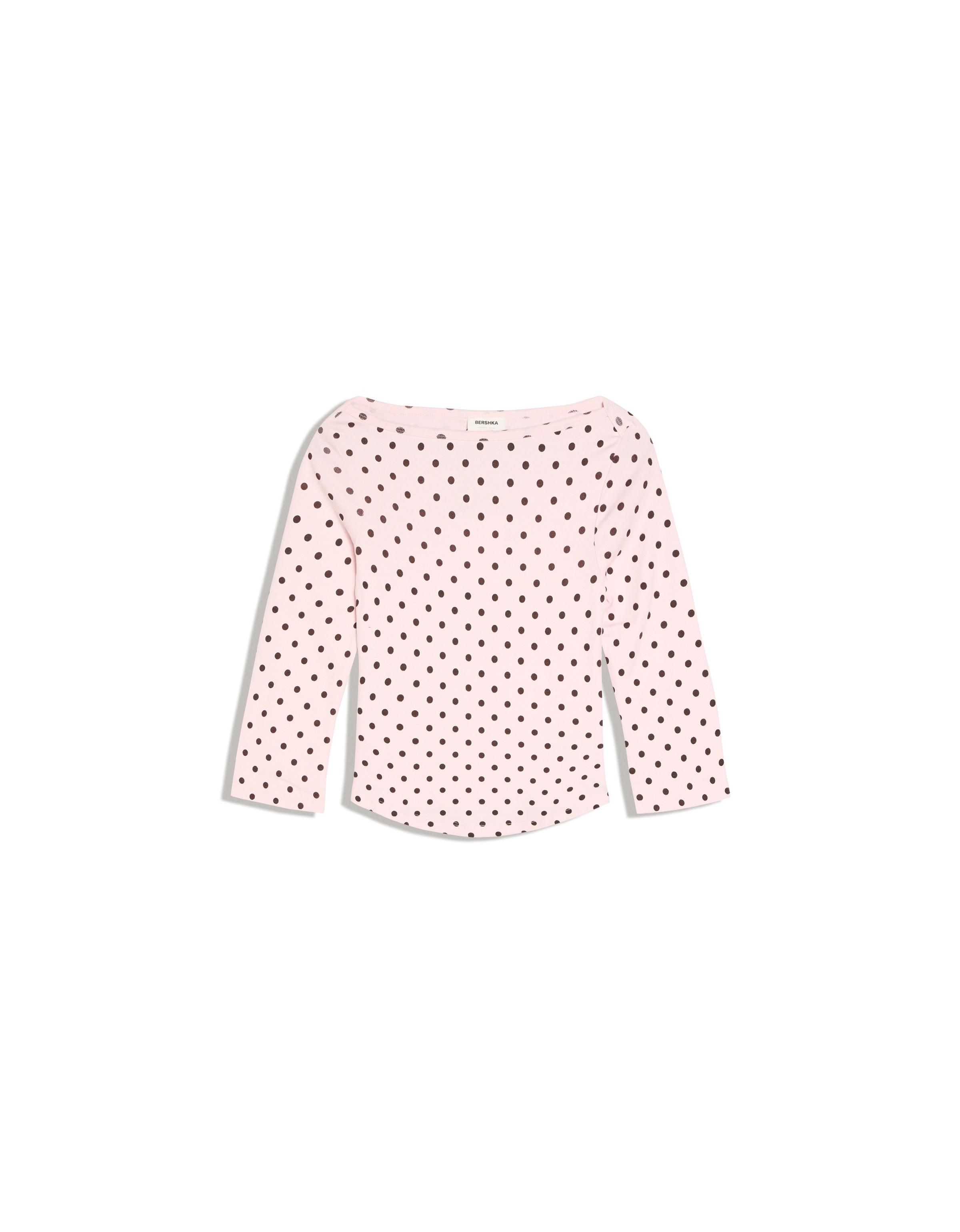 Boat neck long-sleeve T-shirt — Pink