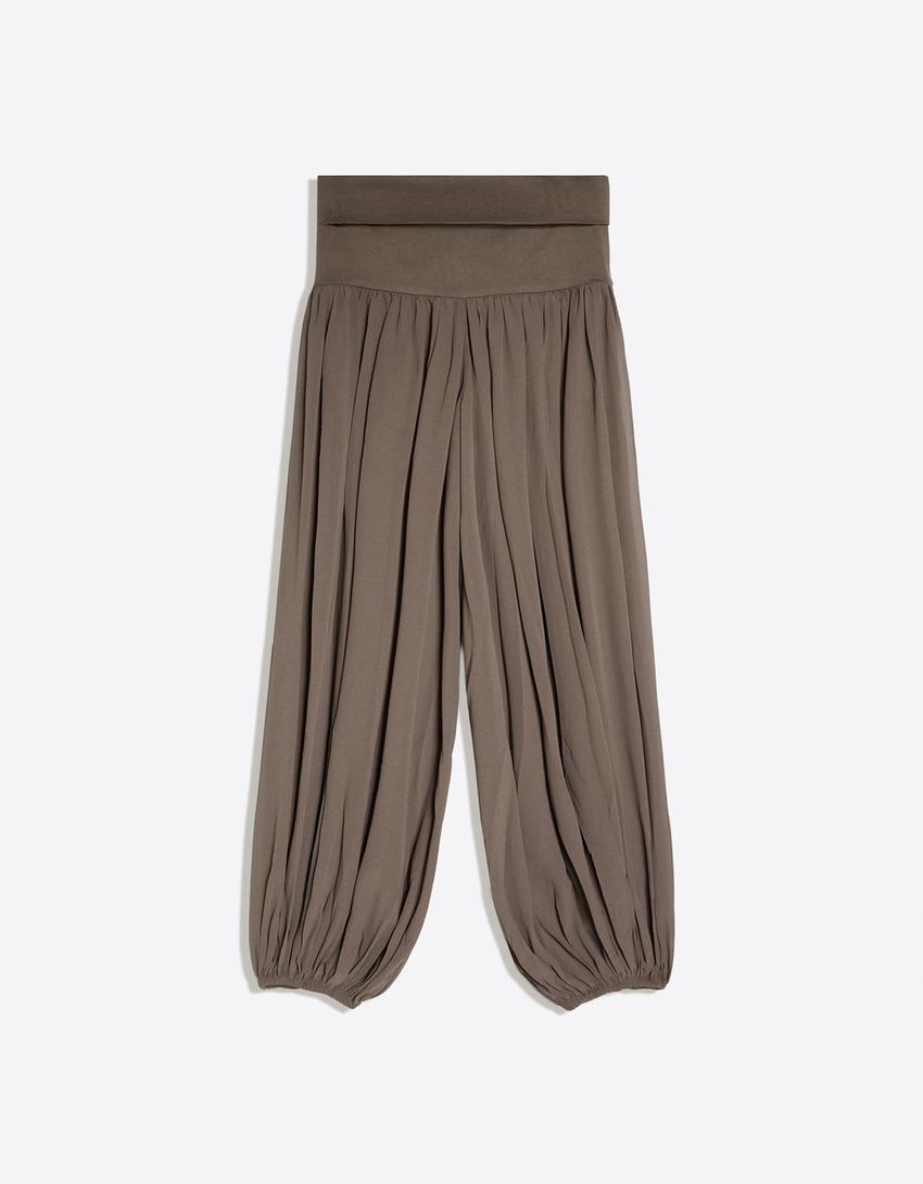 Drop crotch pants-Sand