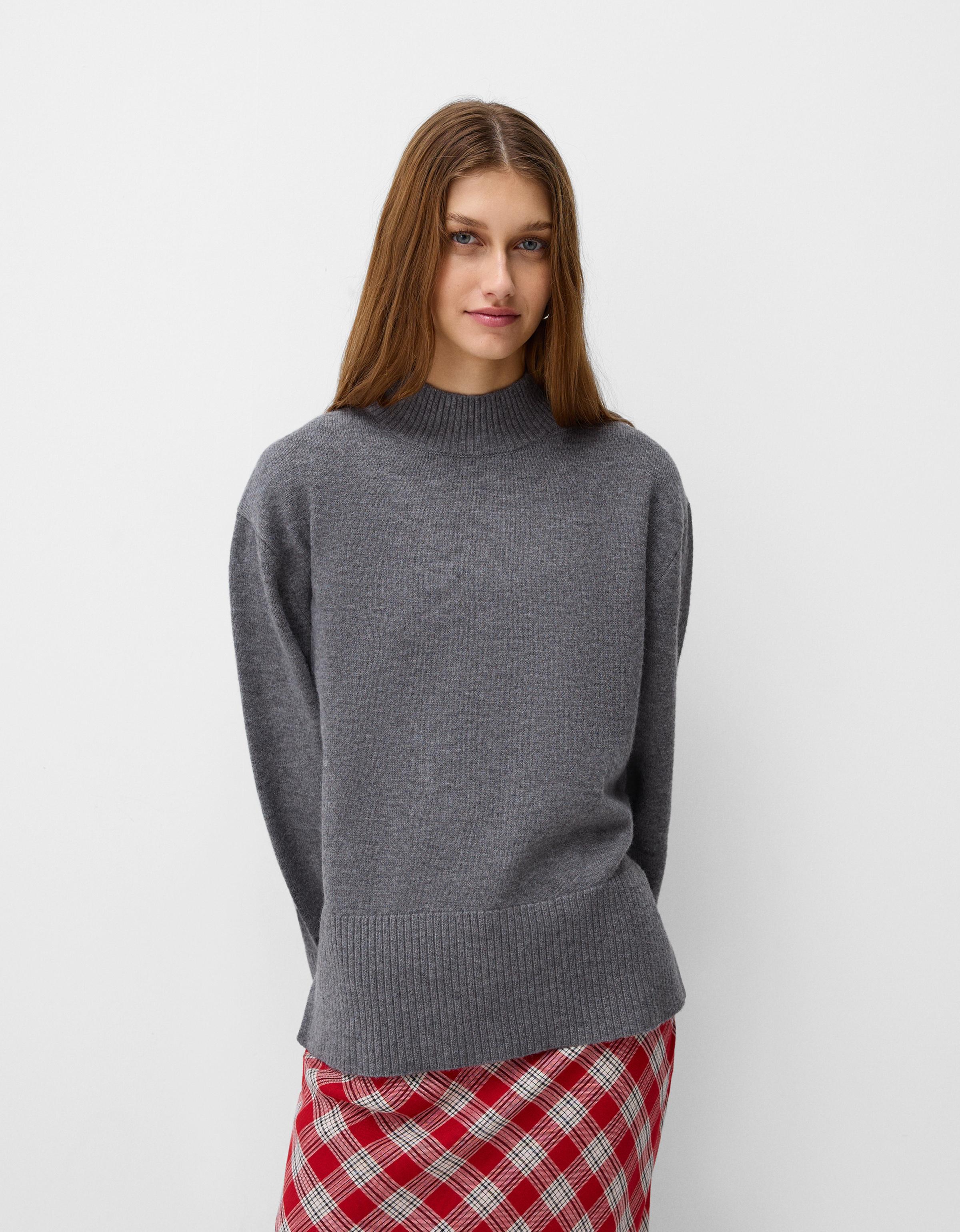 Bershka Rollkragenpullover Damen L Dunkelgrau