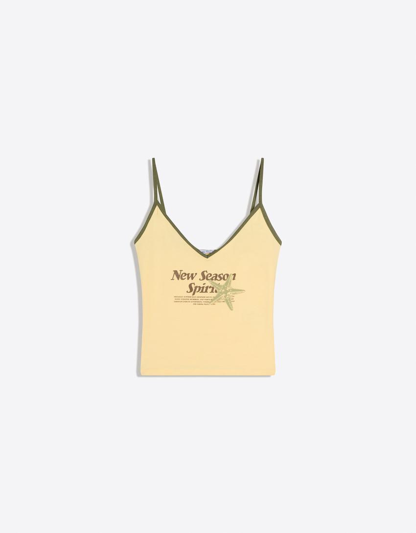 Printed strappy top-Yellow