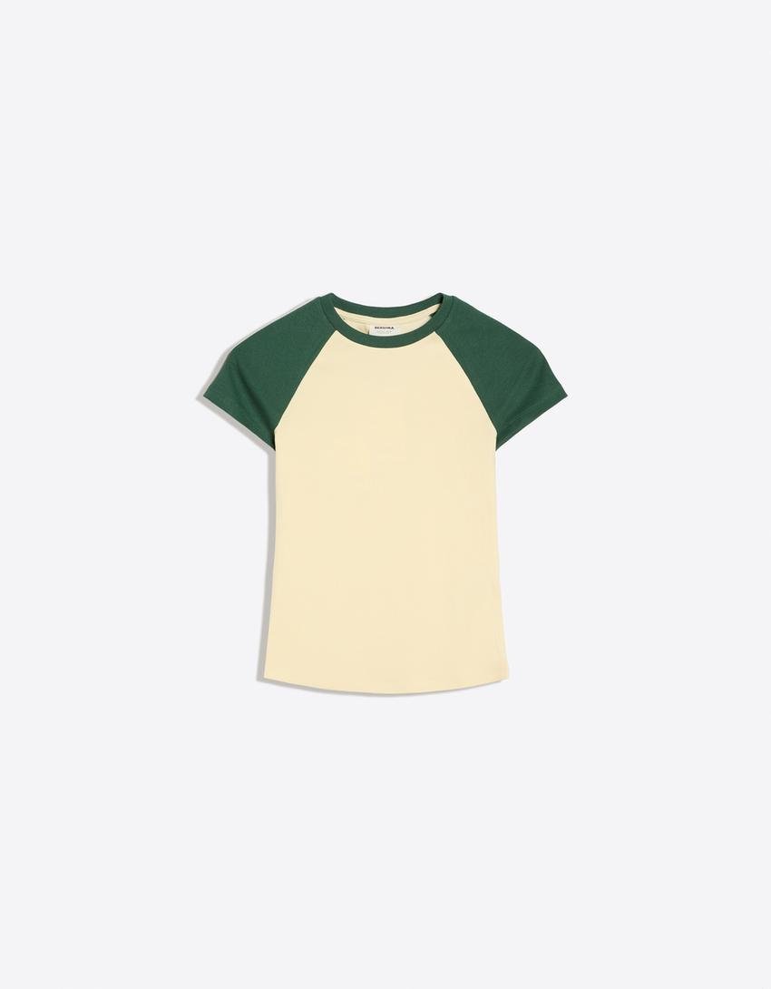 Fitted raglan T-shirt-Yellow