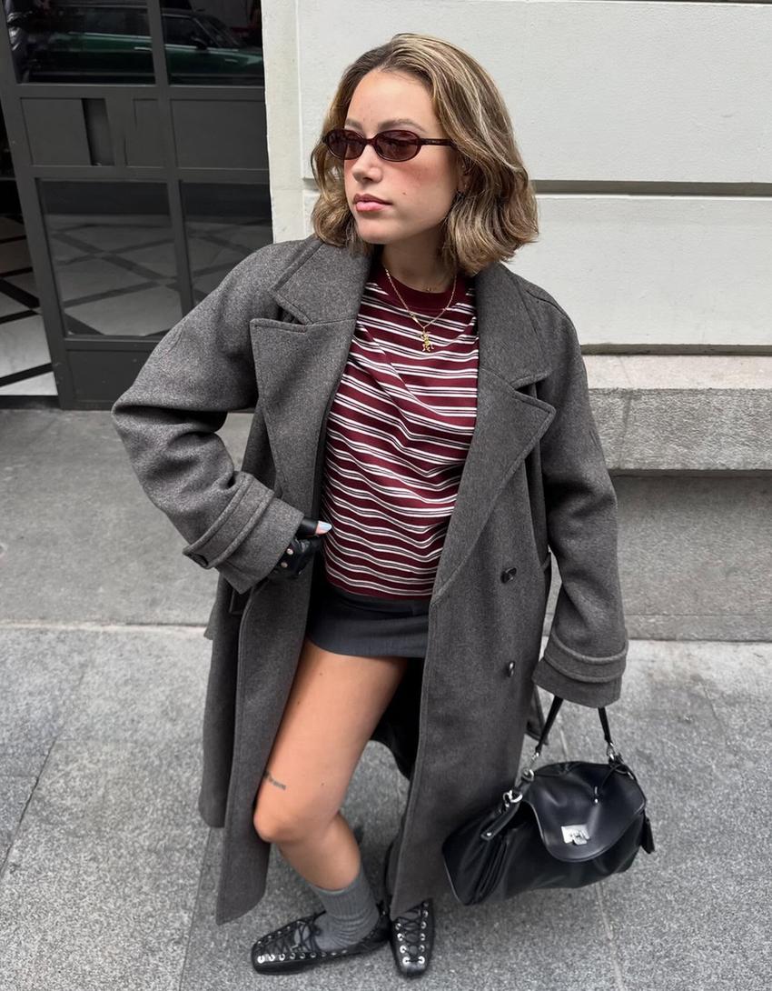 Myk trenchcoat med belte-Brun