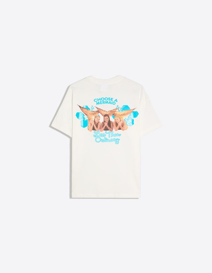 Oversize H2O print T-shirt-Off white