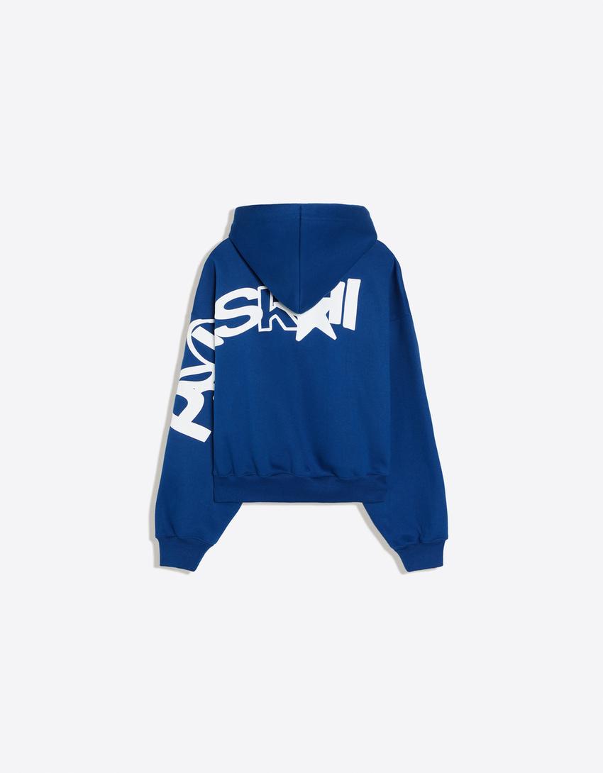 Sudadera capucha print-Azul