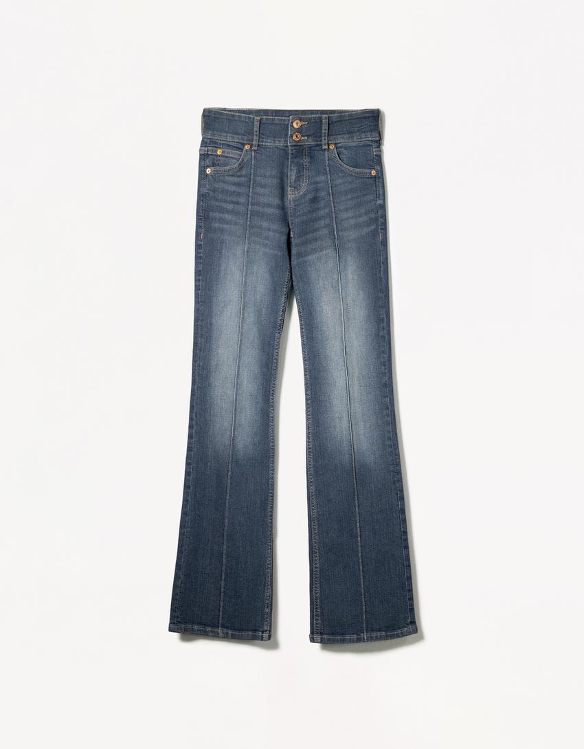 Bootcut-Jeans mit tiefem Bund-Ausgewaschenes Blau