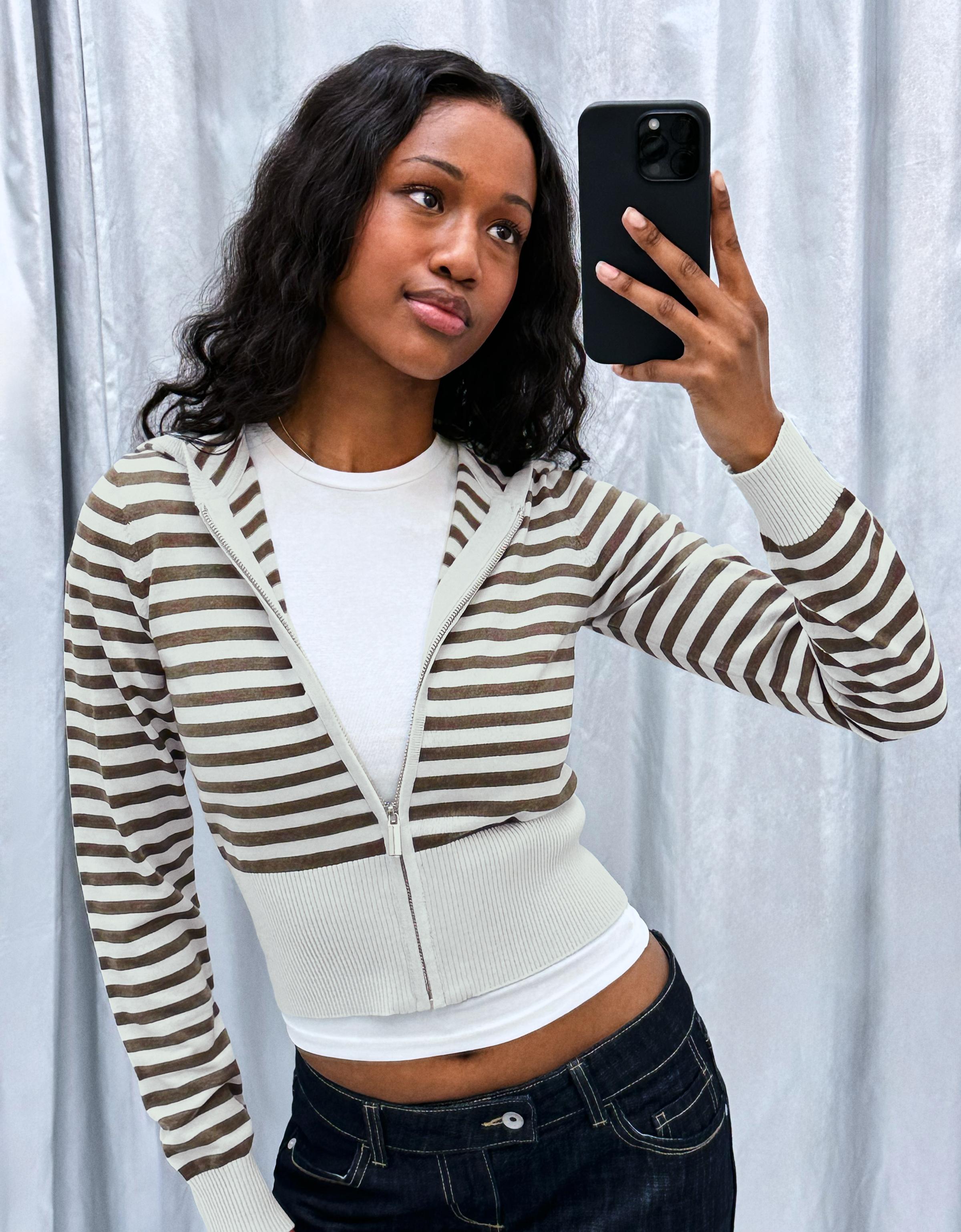 Çizgili kapüşonlu sweatshirt - Görsel 57