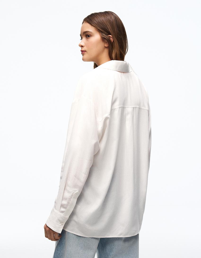 Chemise oversize fluide-Blanc