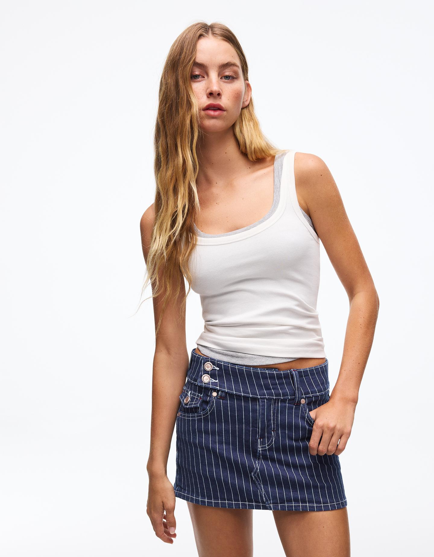 Bershka spódnicospodenki jeansowe niebieski