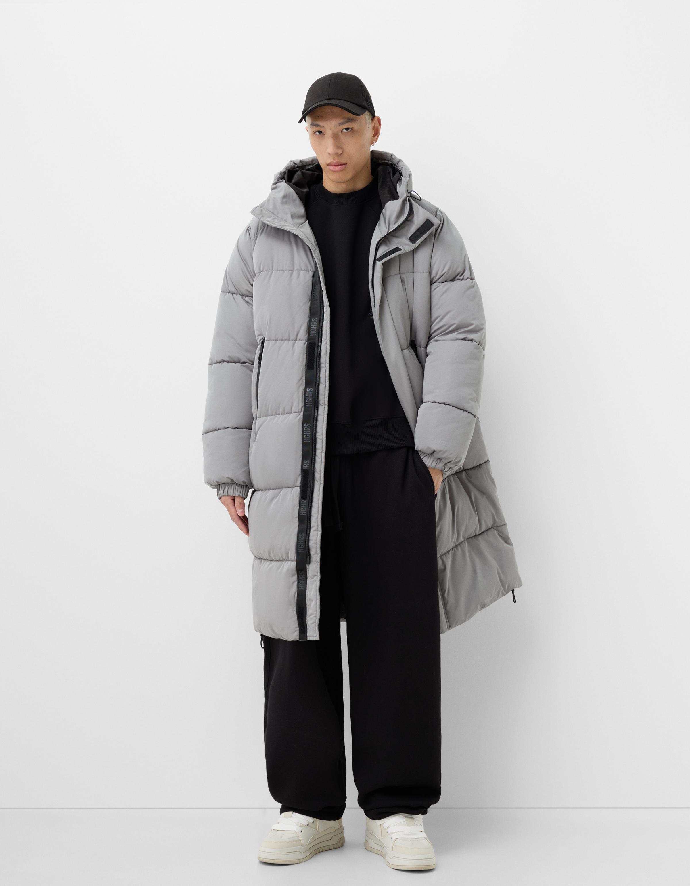 Puffer jacket with hood bershka best sale