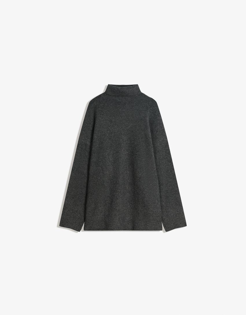 Oversized turtleneck sweater-Dark grey