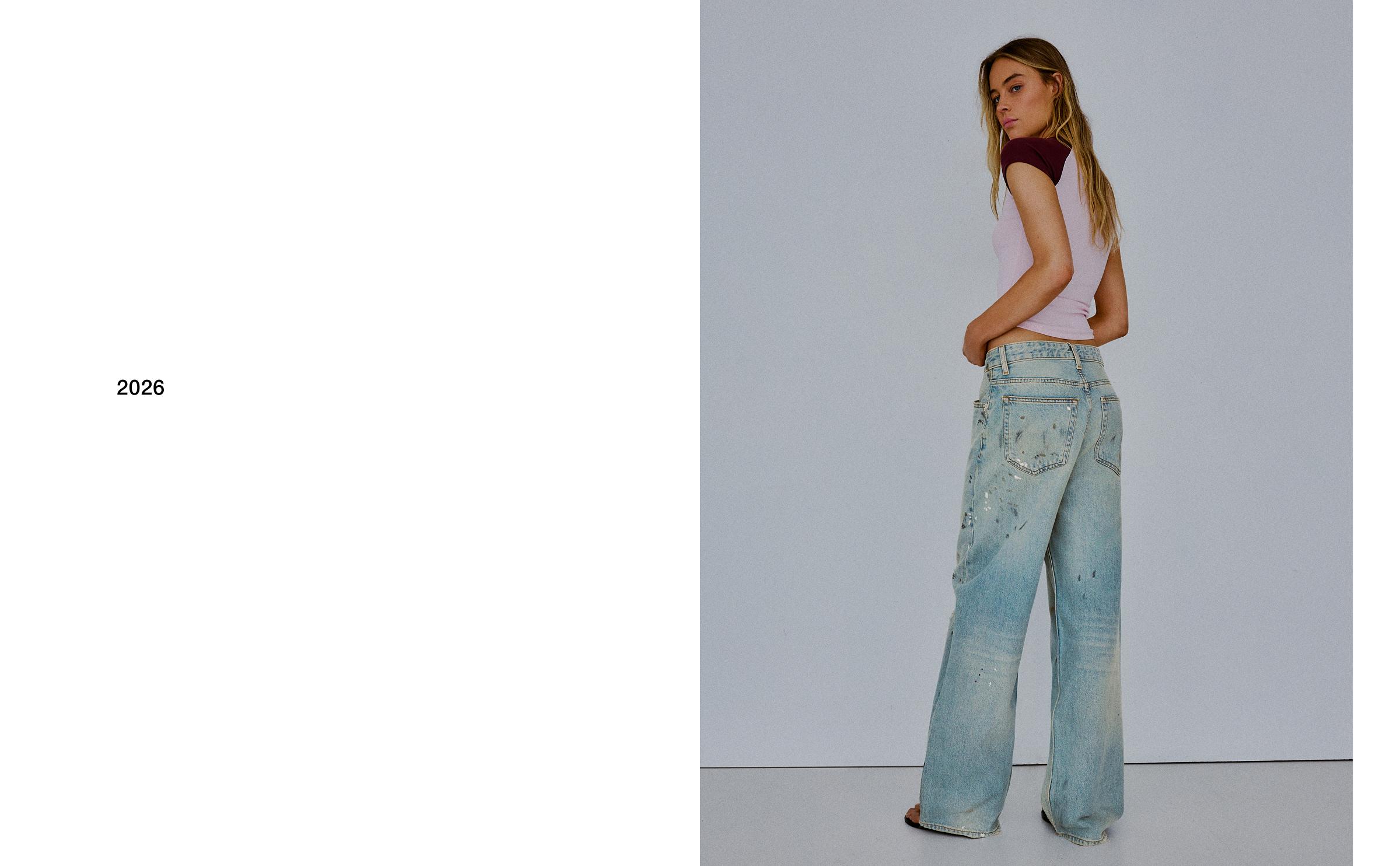 Loose fit paint-effect jeans — Light blue
