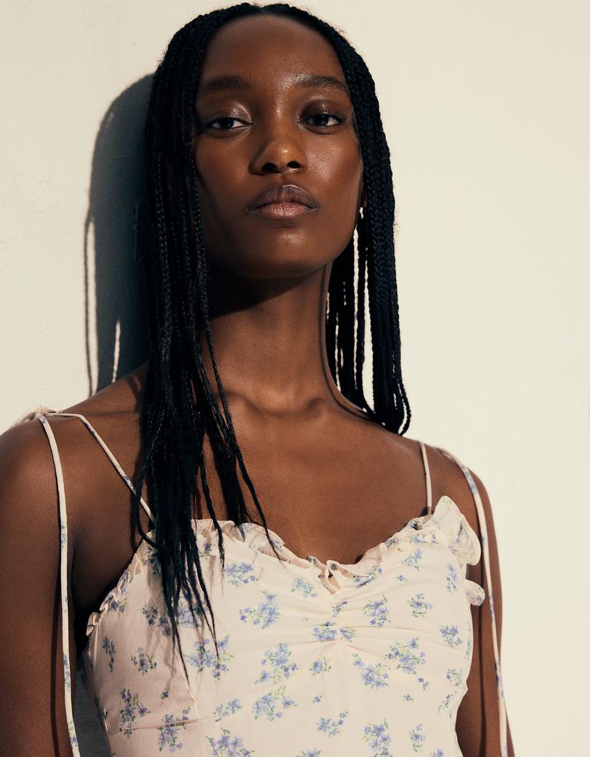 Printed midi dress-Off white-2