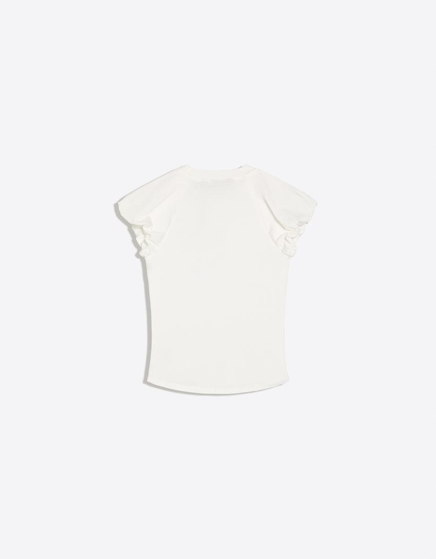 Balloon-sleeve raglan T-shirt-Off white