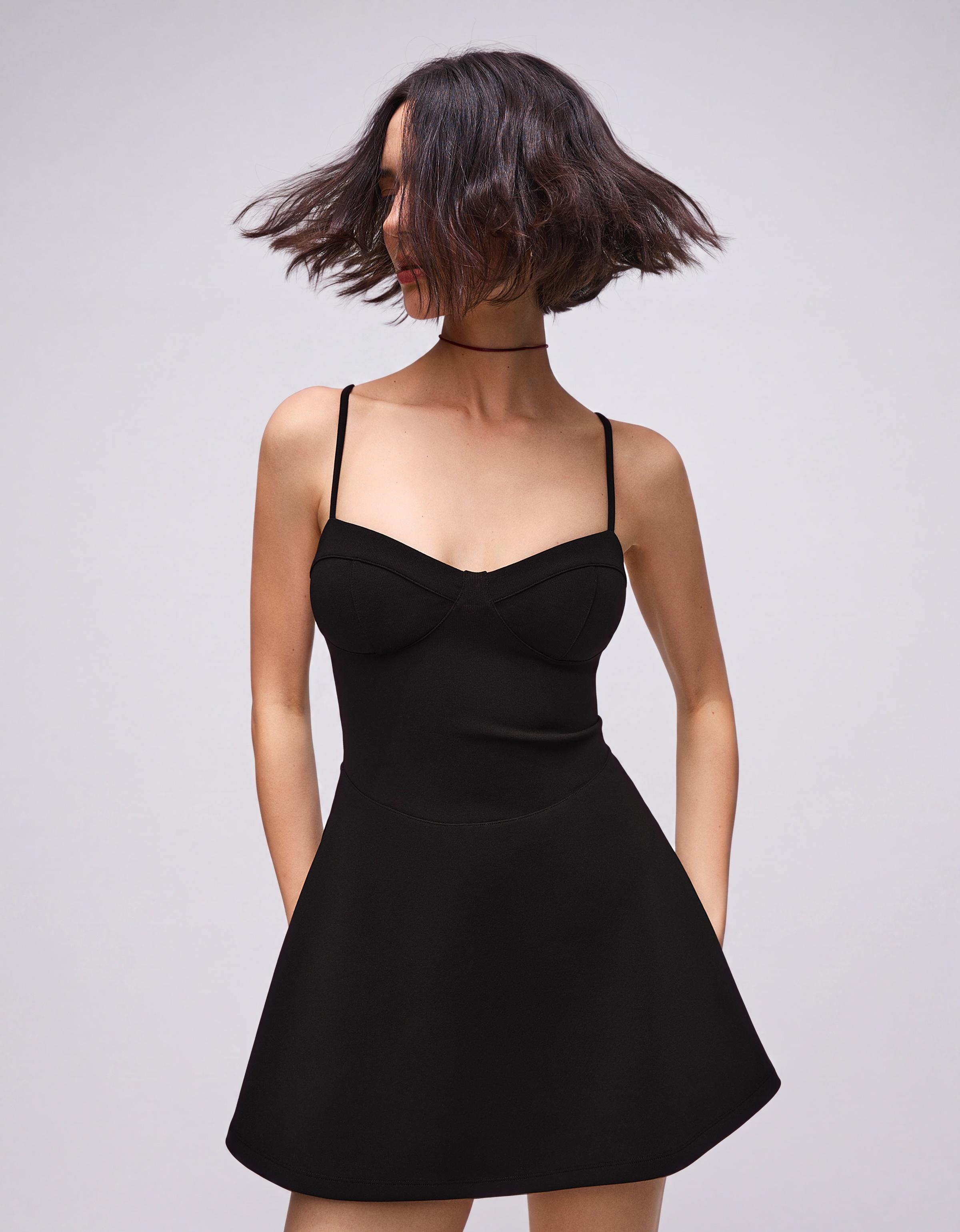 Mini strappy corset dress — Black