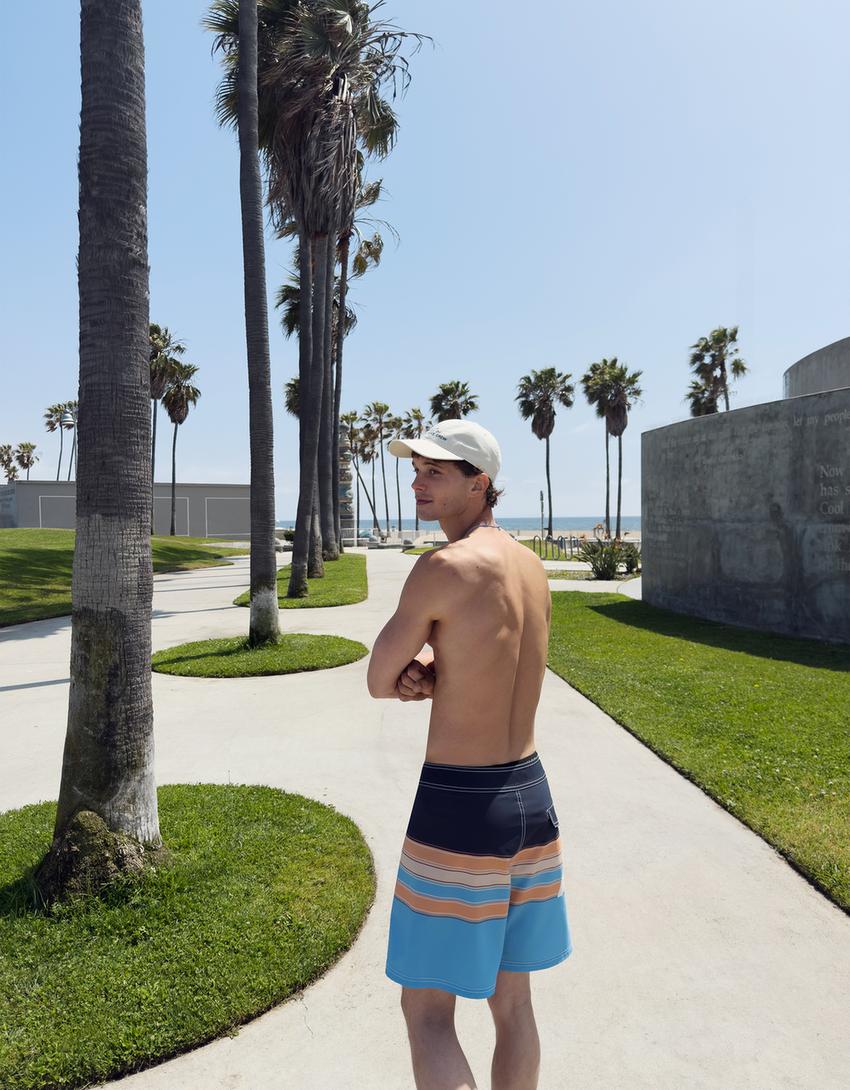 Long printed swimming trunks-Turquoise-2