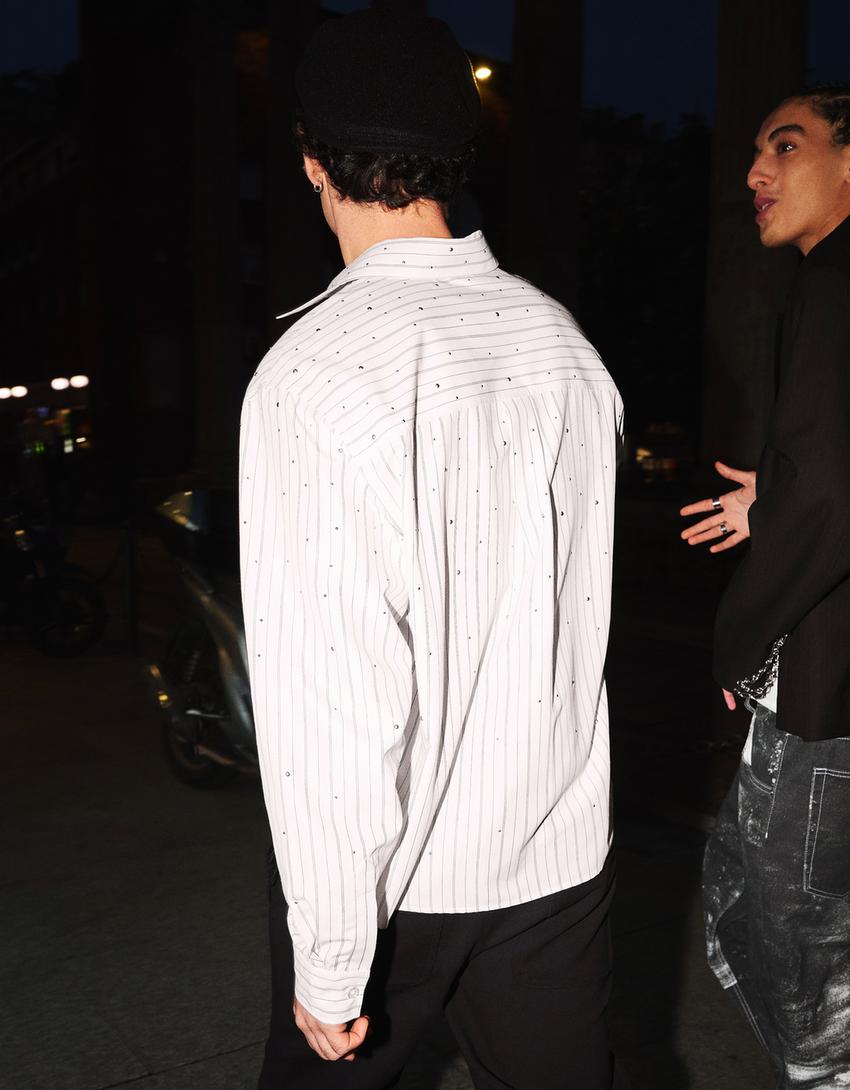 Camisa boxy tatxes-Blanc