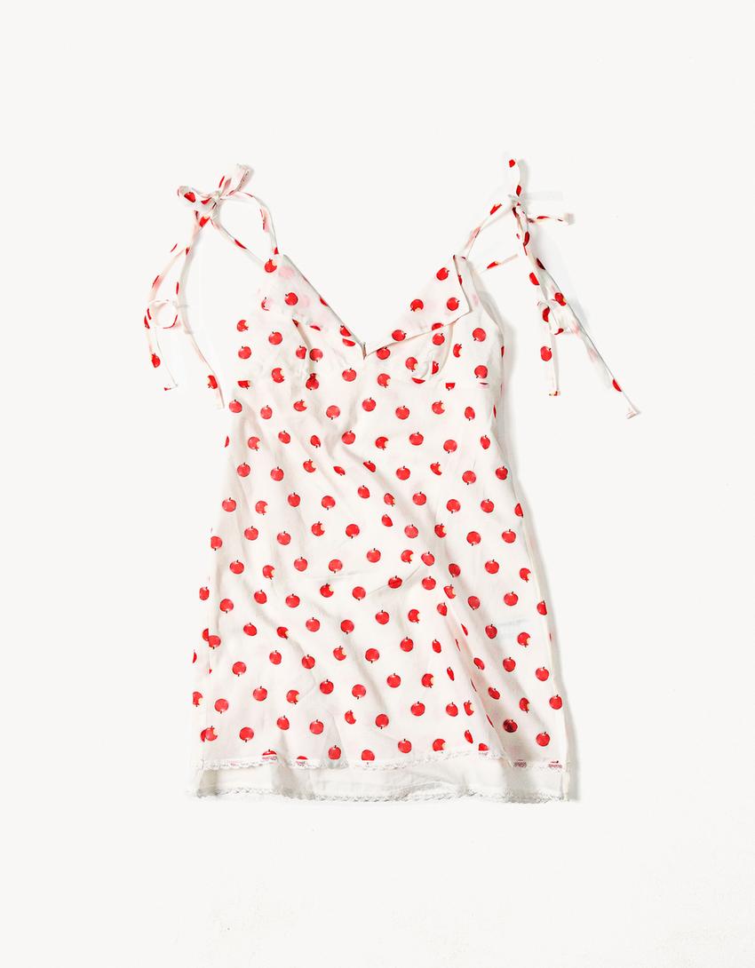 Robe mini bretelles ARIES x BERSHKA-Écru