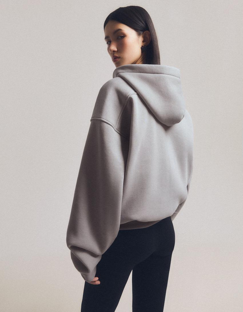 Oversize zip-up hoodie-Grey
