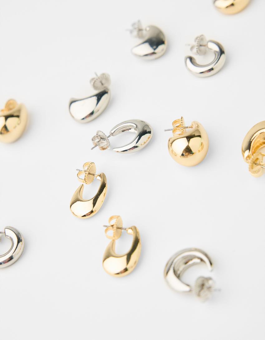 طقم من 6 أقراط شبه قطرة - Signature Edition-فضي-1