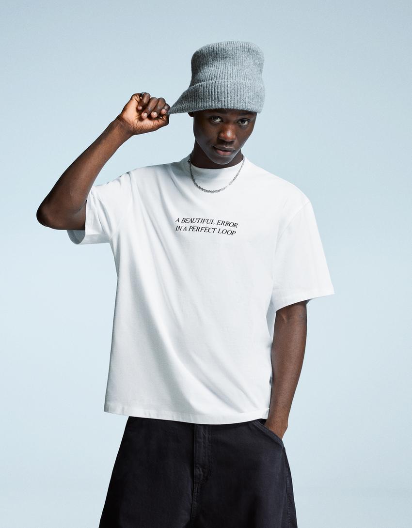 T-shirt met print en korte mouw-Wit-0