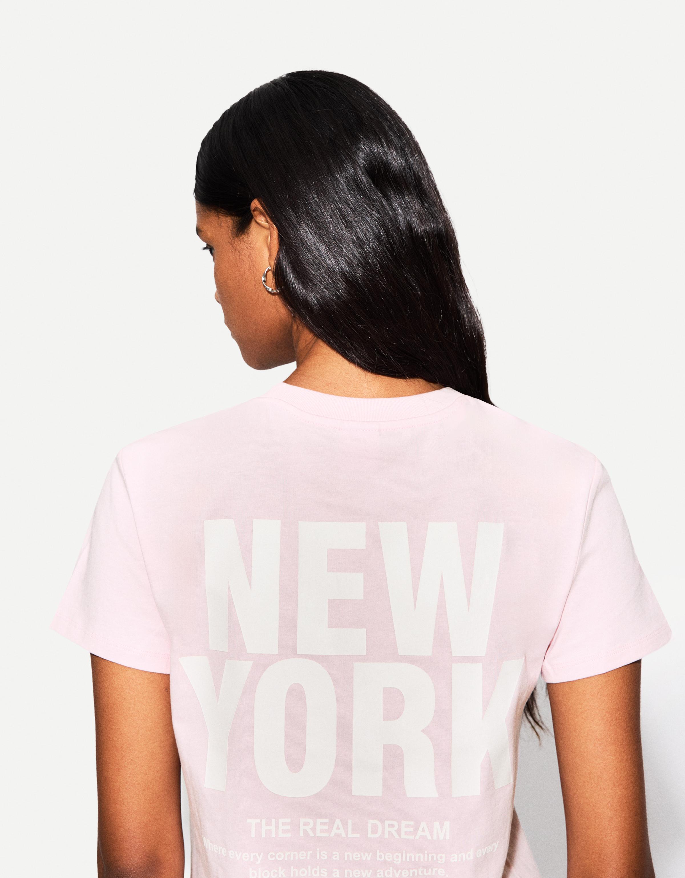 Bershka T-Shirt Mit Print Damen Xs Rosa