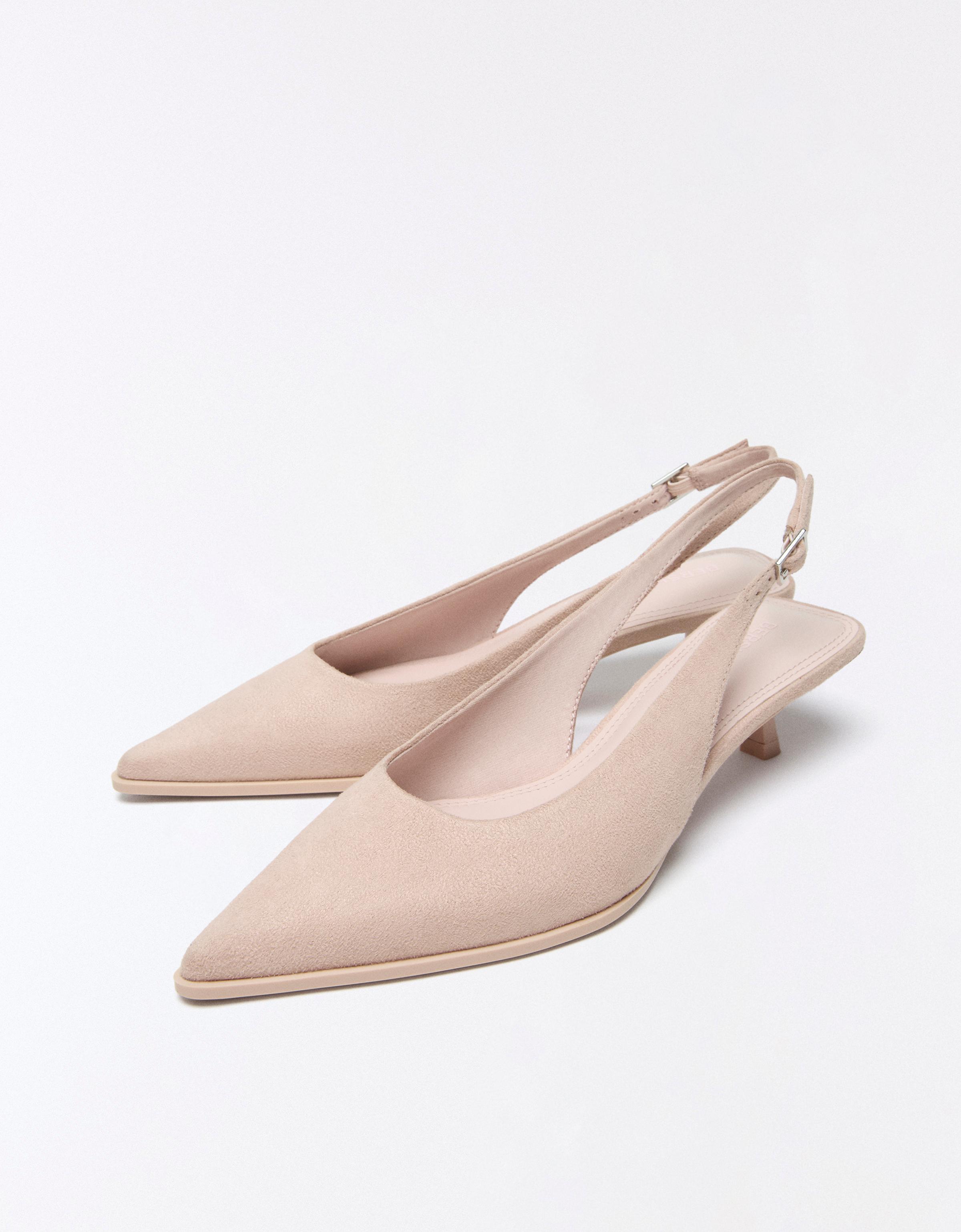 SLINGBACK KITTEN HEEL SHOES — PINK