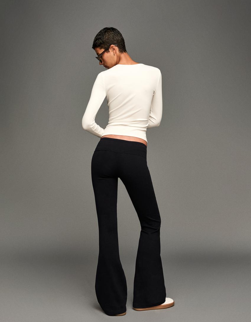 Pantalón flare-Negro-0