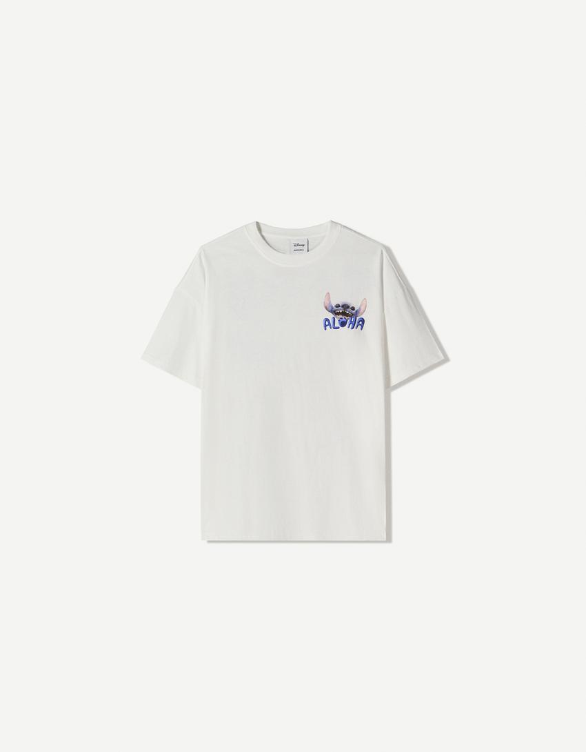 T-shirt van Lilo & Stitch met korte mouw-Gebroken Wit-3