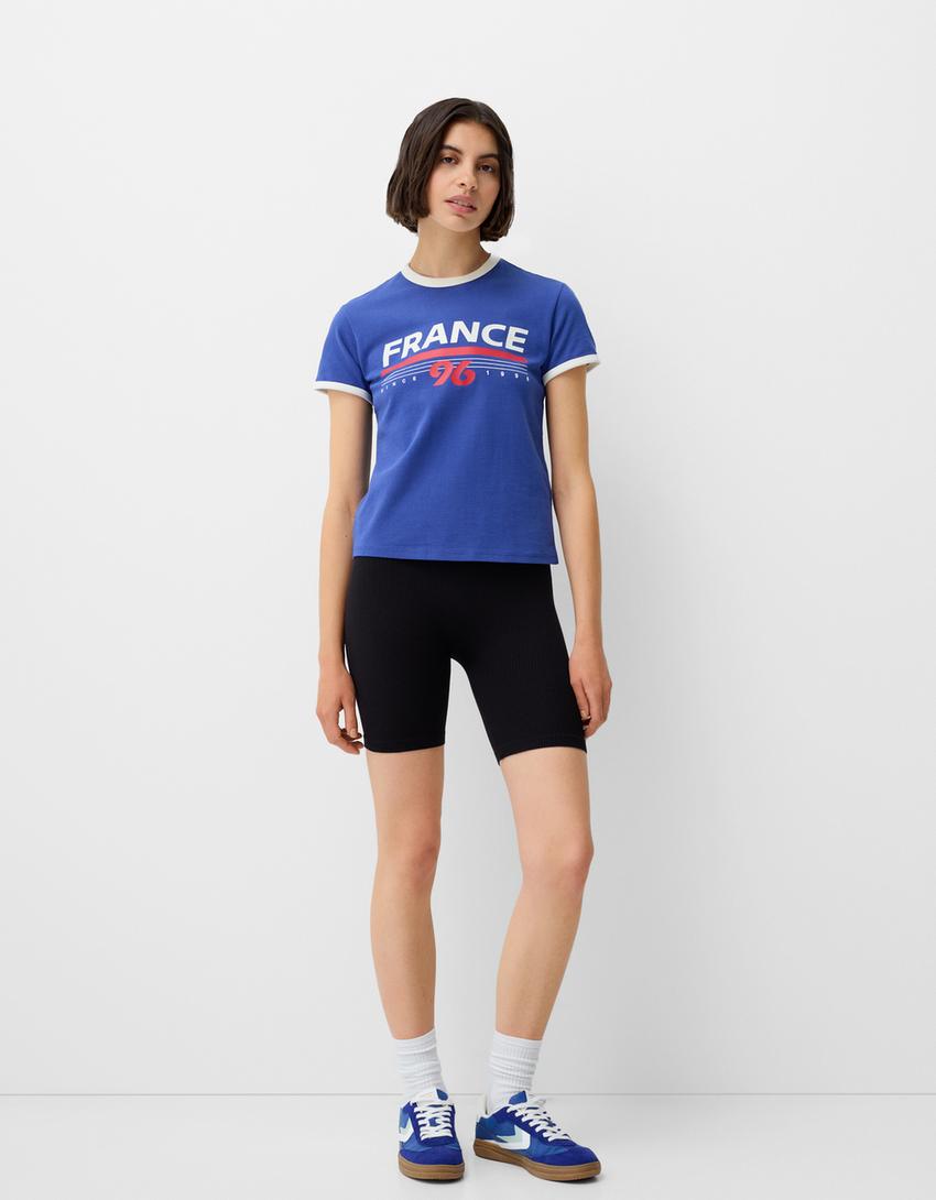 Short sleeve sports T-shirt with contrast detail-Dark blue-3