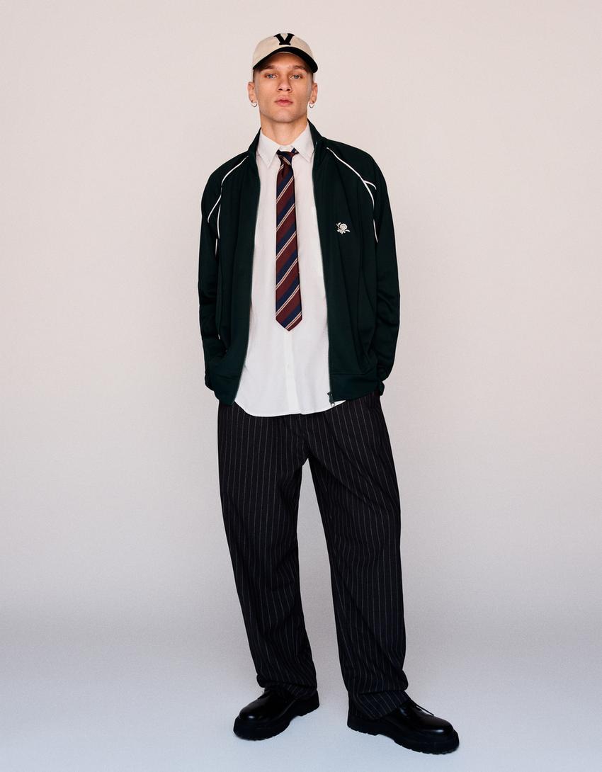 Embroidered interlock jacket Men Bershka