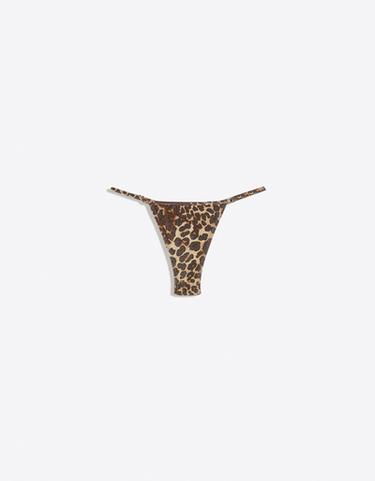 Animal print metallic thread bikini briefs — Brown 5