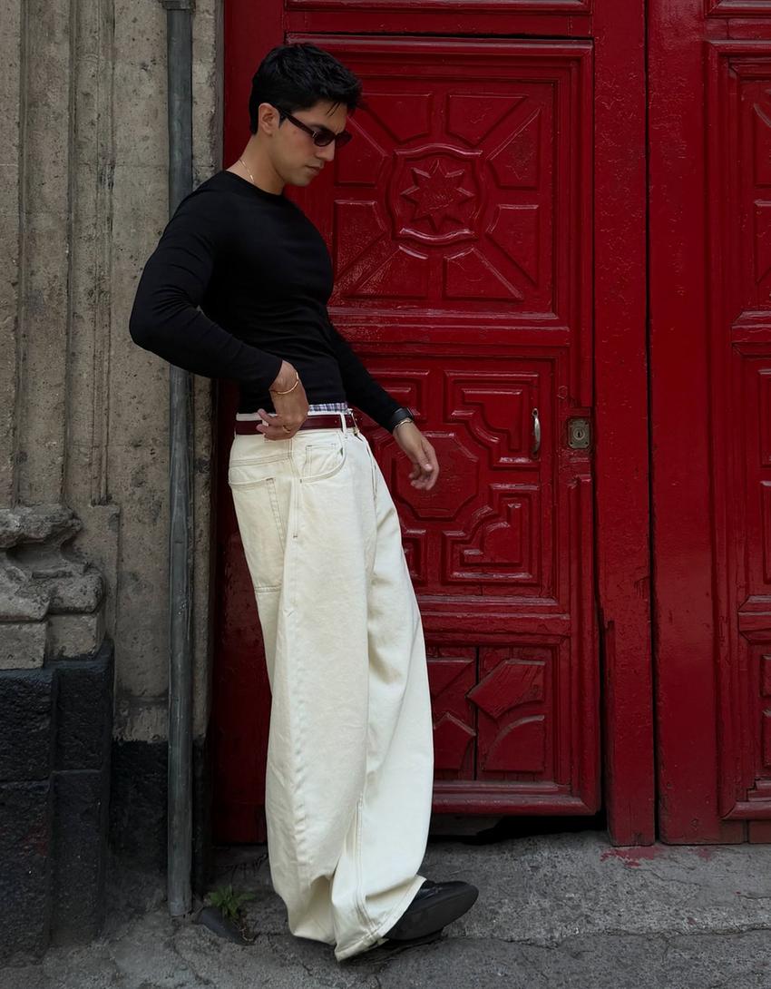 Barrel jeans-Cream