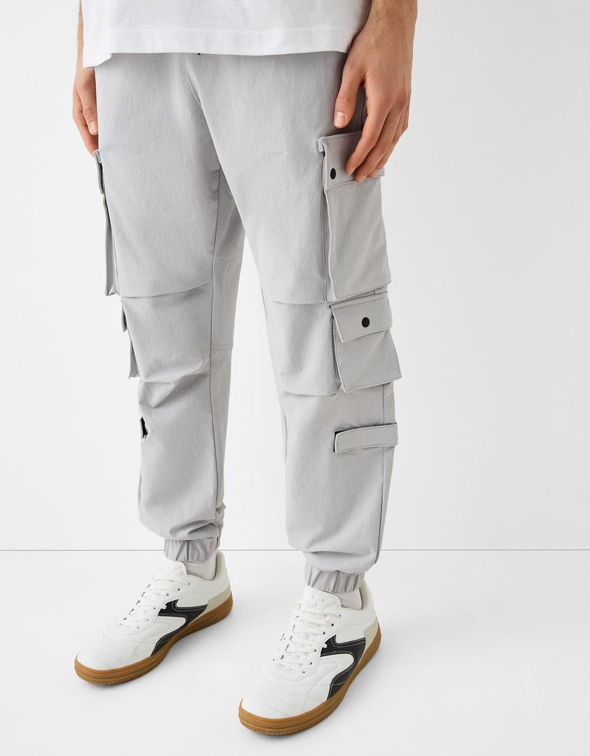 Calças multicargo técnicas-Cinza-3