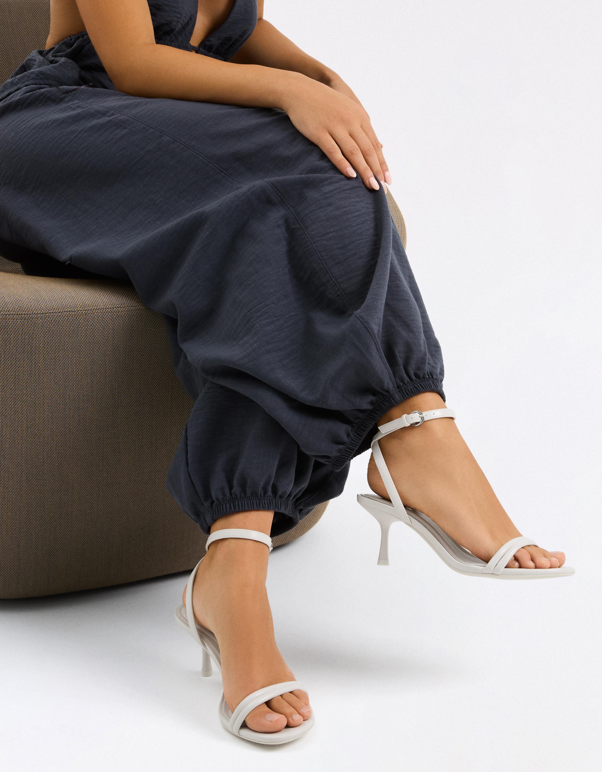 STILETTO HEEL SANDALS — WHITE