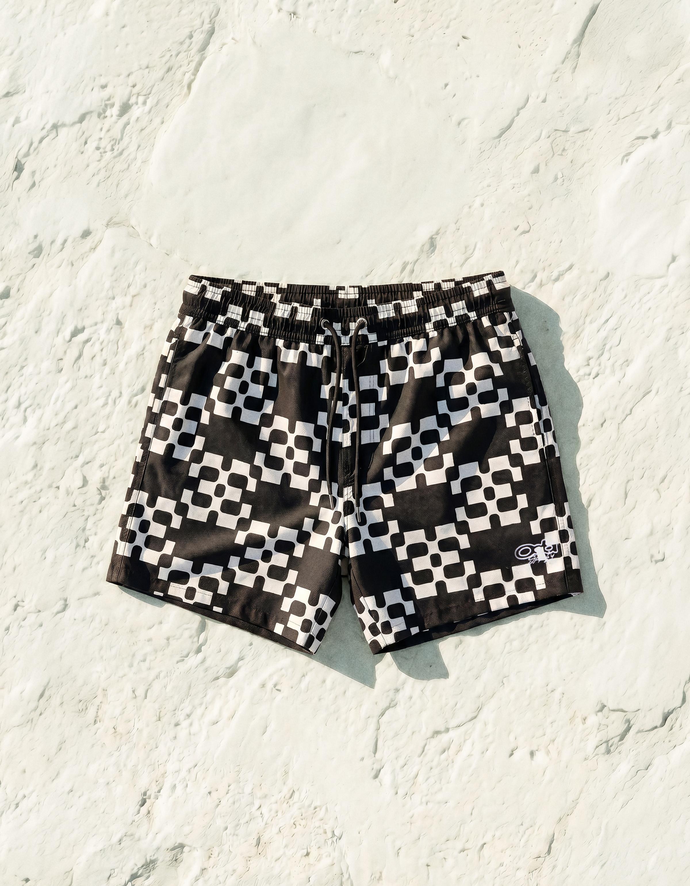Boxy print swimsuit — White / Black