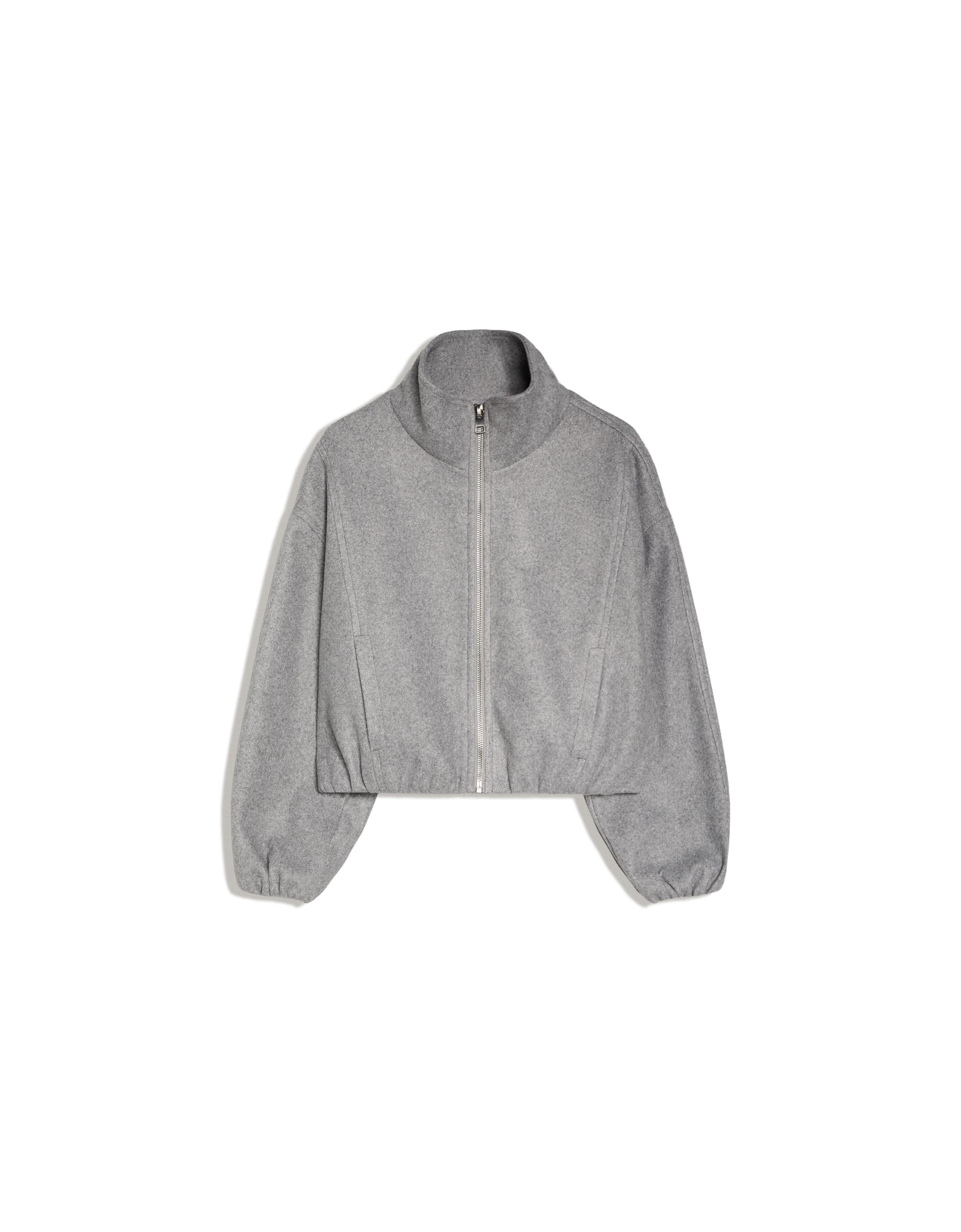 Felt-effect jacket with gathered hem — Grey