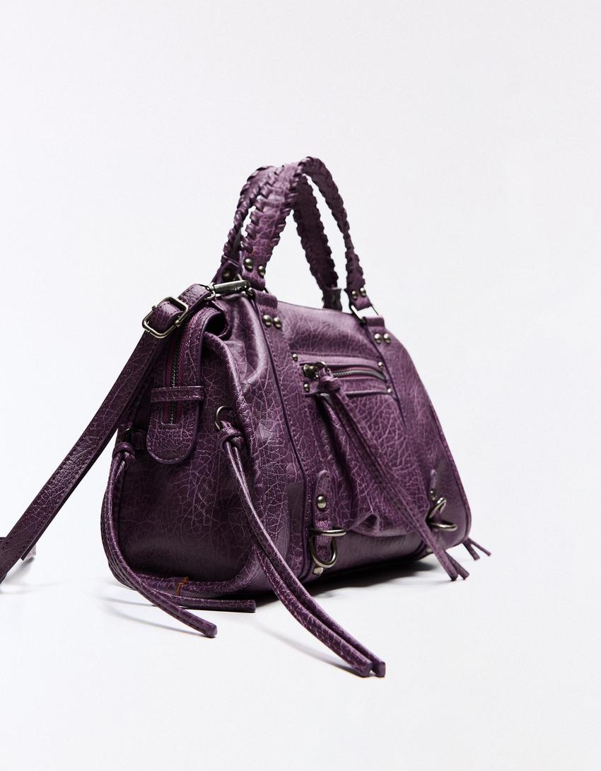 Sac bowling effet usé à lanières-Violet