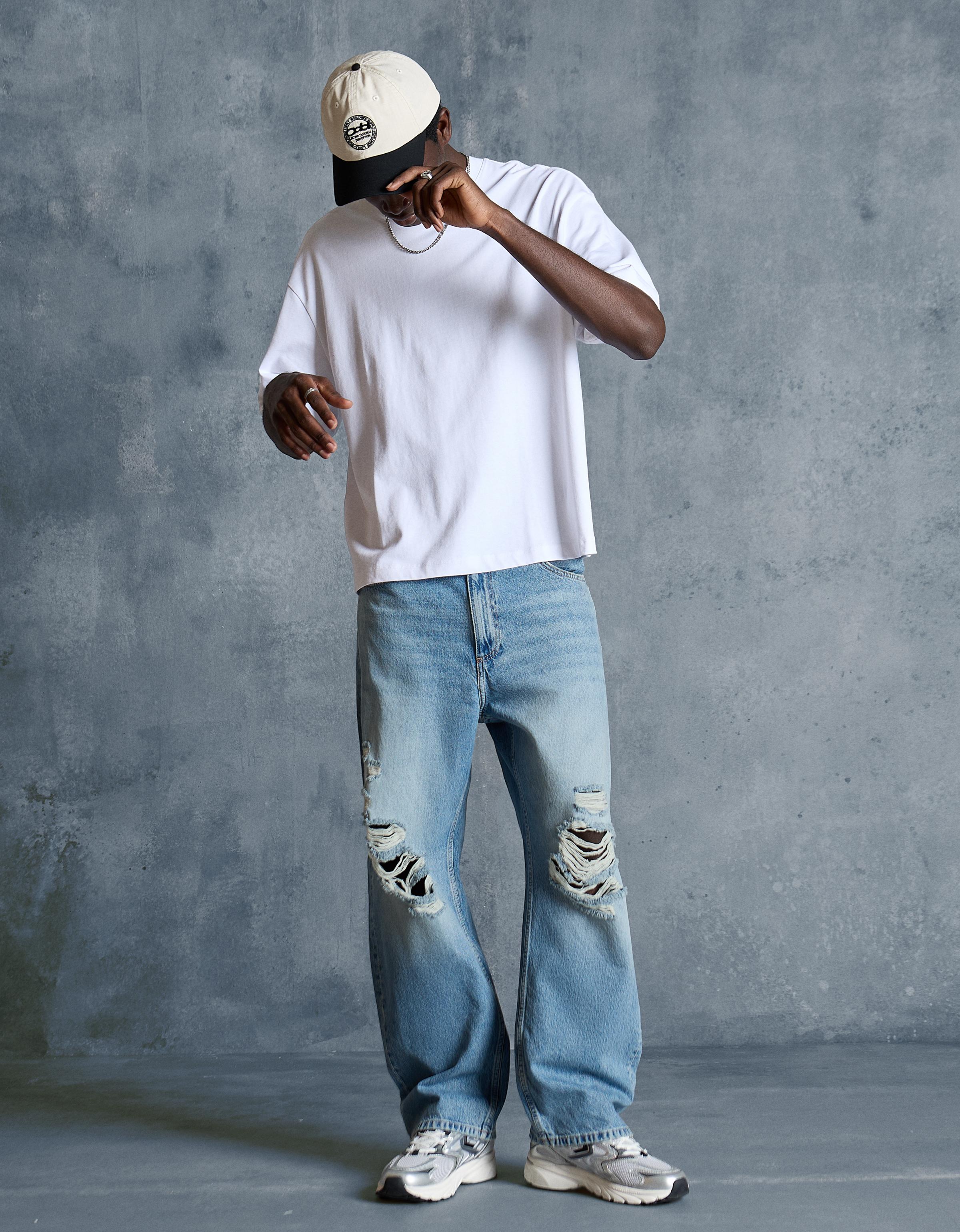 Distressed baggy fit jean - Görsel 16