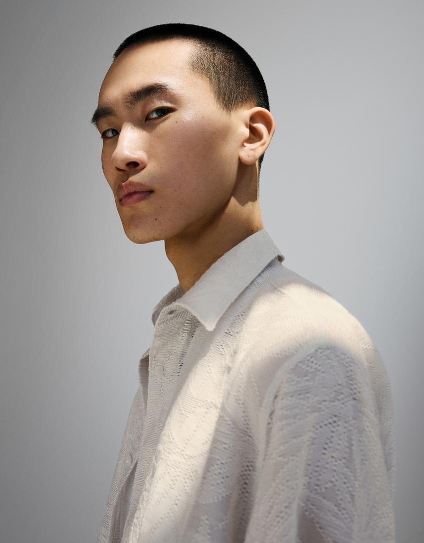 Short sleeve rustic shirt-Sand