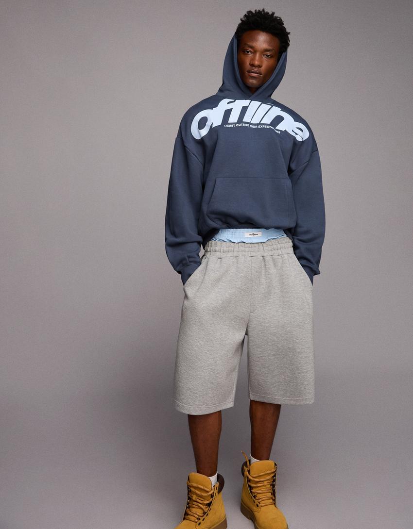 Printed hoodie-Blue-3
