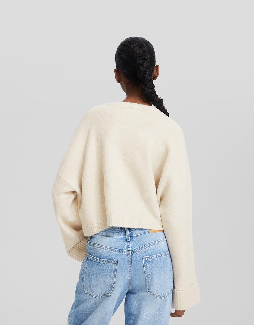 Pull court col rond-Sable-1