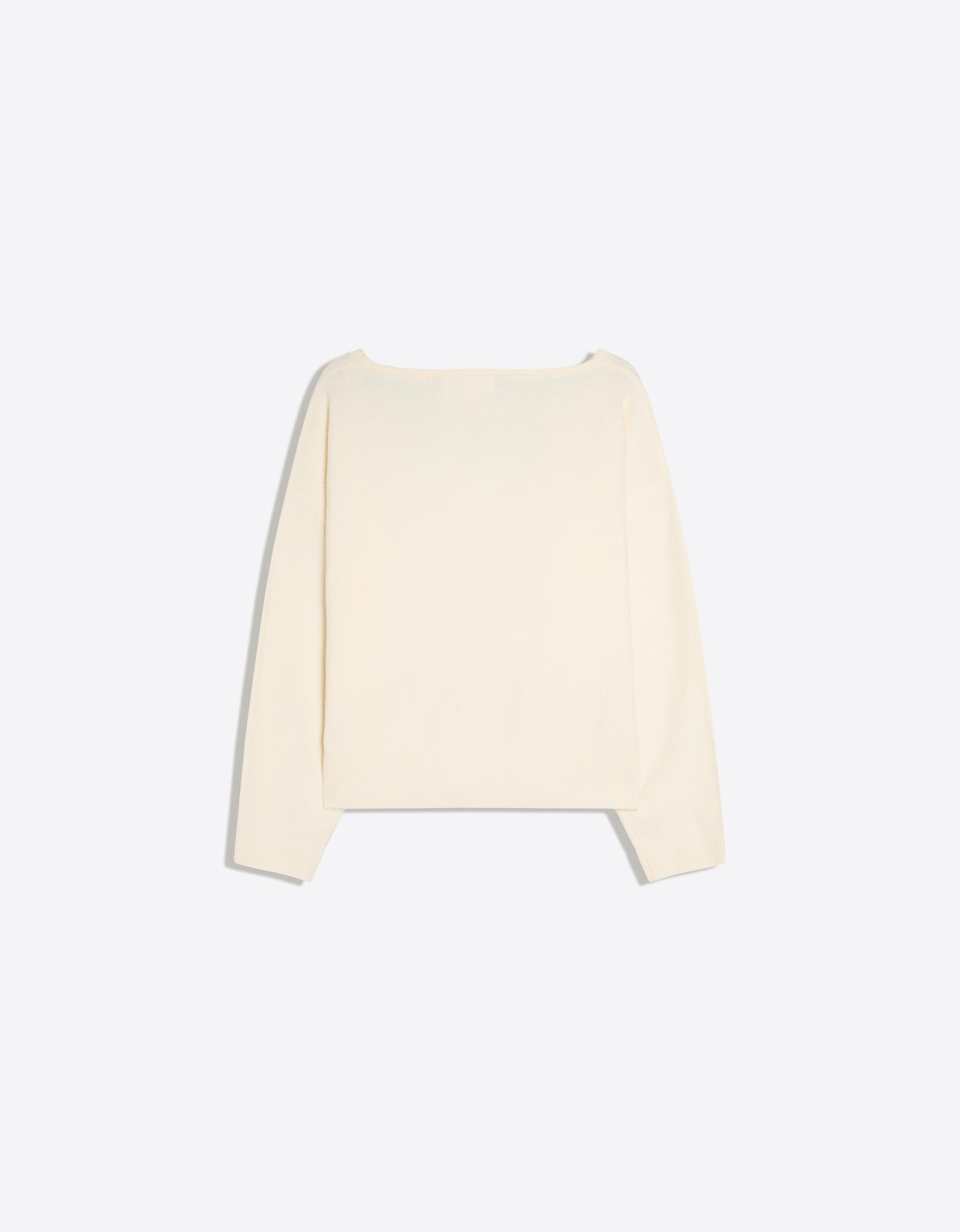 Oversize V-neck soft touch sweater — Cream