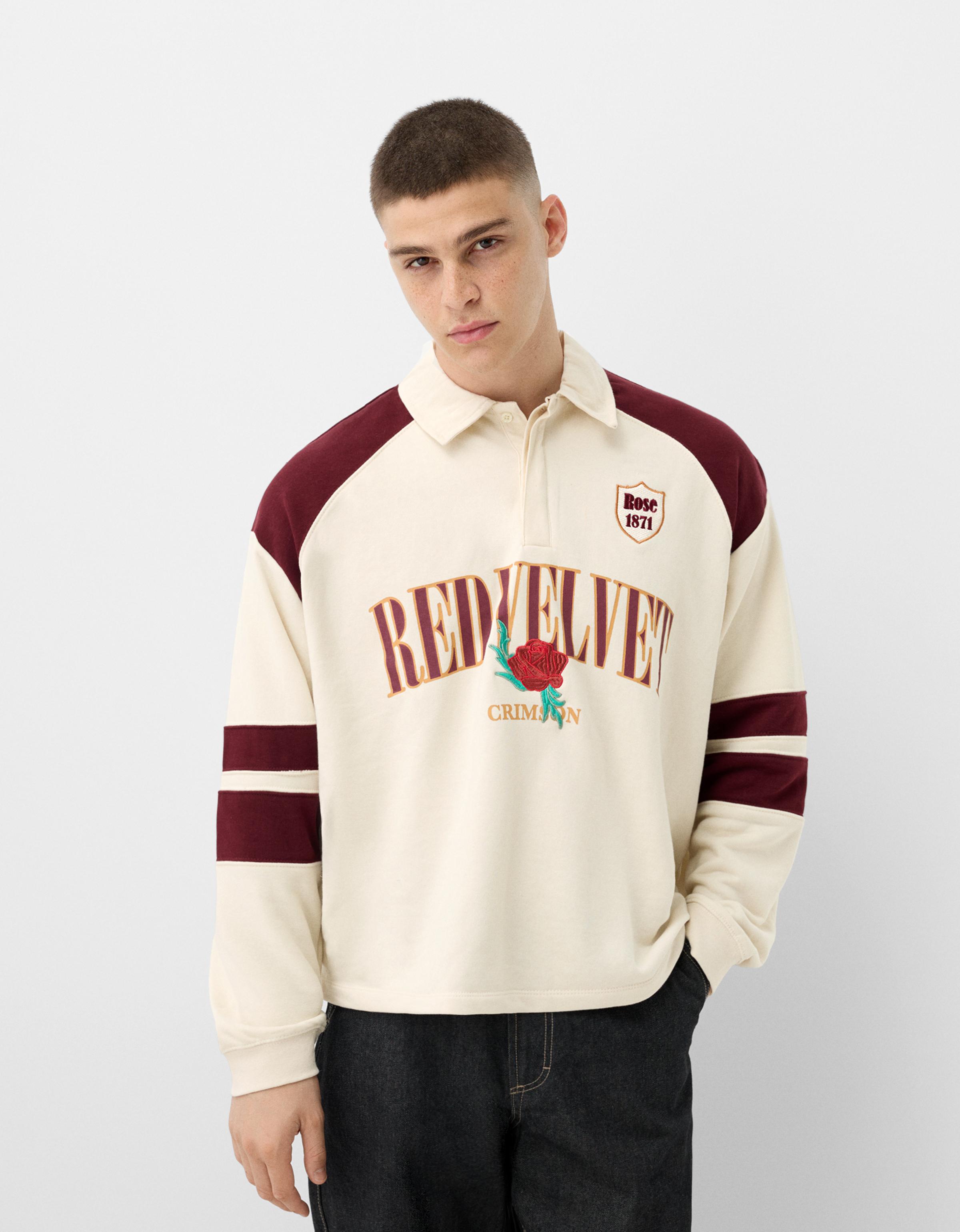 Bershka Sweatshirt Aus Plüsch Mit Polokragen Herren M Beige