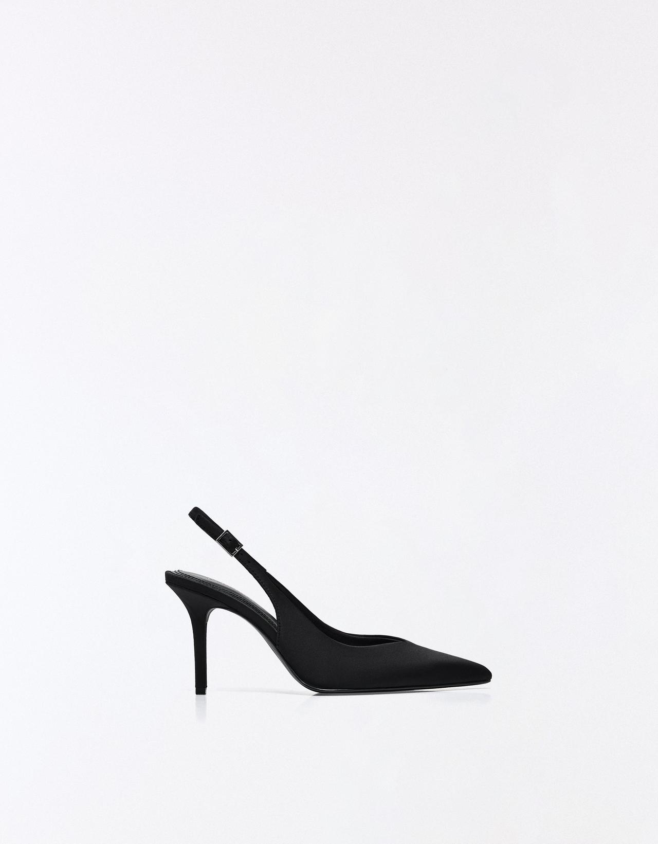 Heeled slingback shoes — BLACK