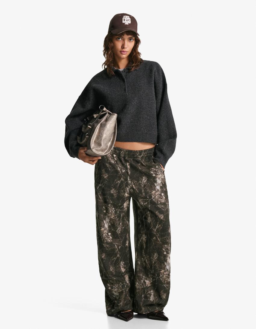 Jersey boxy cuello polo-Gris