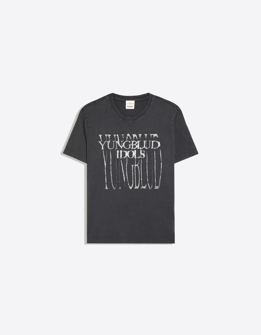Maglietta a maniche corte stampa YUNGBLUD-Nero