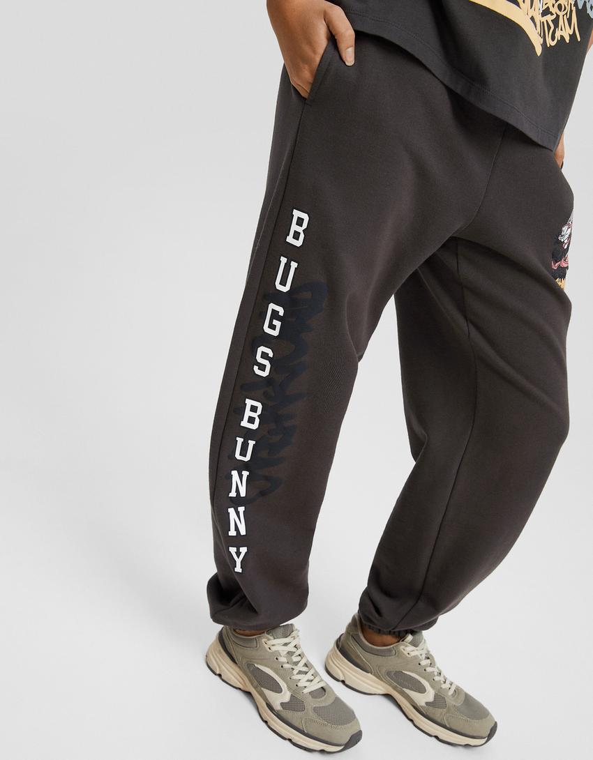 بنطال قطيفة بطبعة باغز باني-رمادي-3